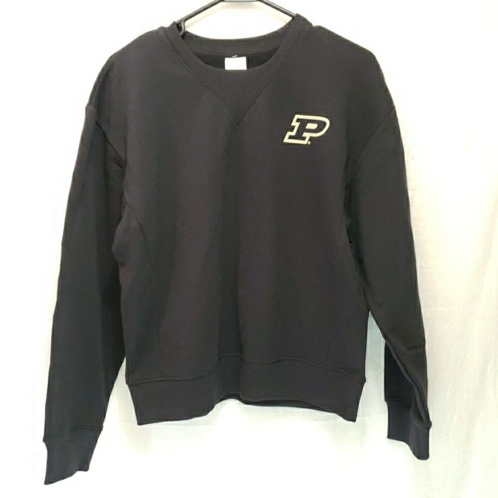 Purdue Boilermakers Small S Black Crewneck Fleece Sweatshirt Logo NWT